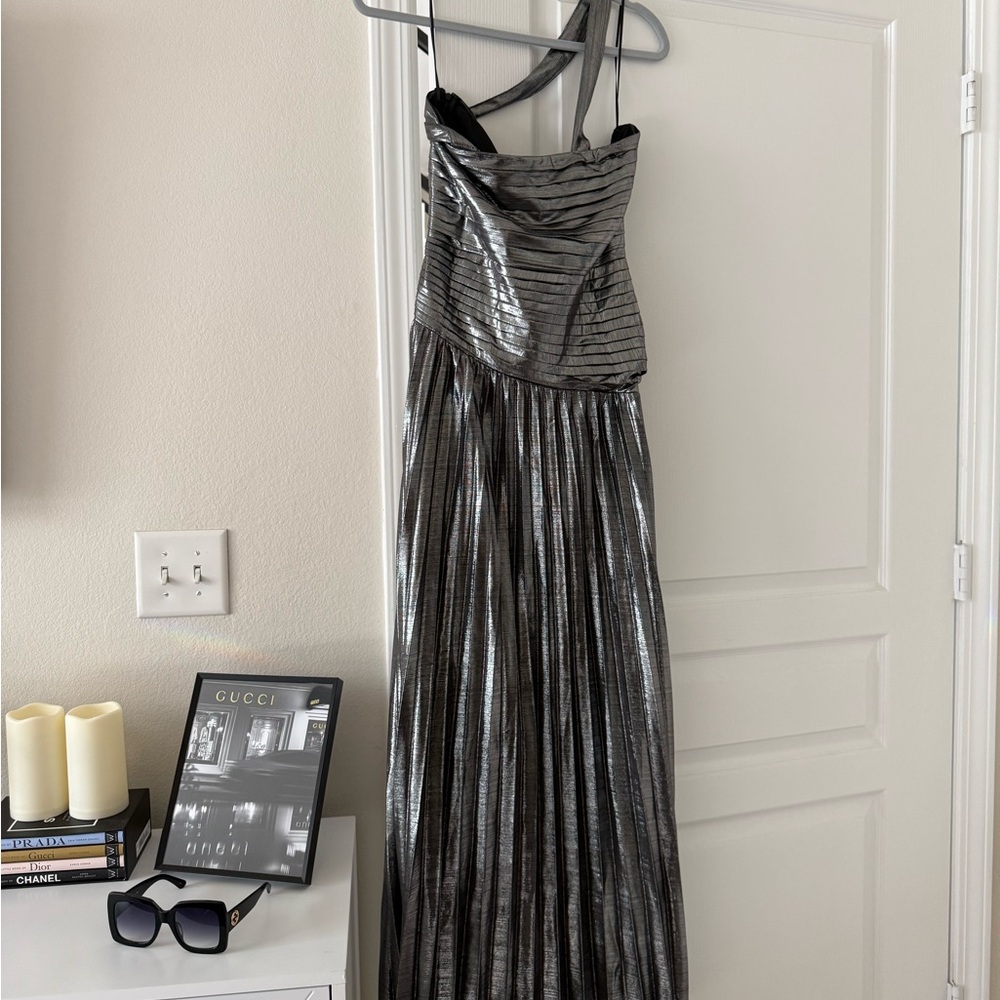 Fashion Nova Charlene Metallic Maxi Dress – Silver - Picture 3 of 5